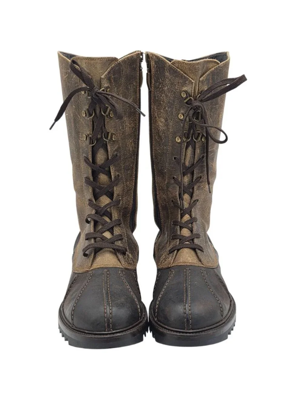Cesare Paciotti Italy Mens Size 8UK 9US Brown Leather Laced up Tall Combat Boots